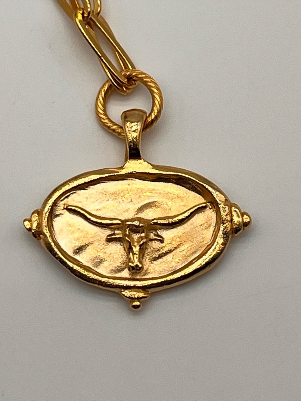 Susan Shaw Longhorn Paperclip Necklace 16-19" Lobster Claw Clasp Adjustable - Picture 2 of 6